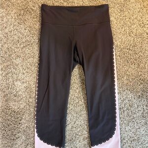 Athleta Purple and Pink Scallop Trim Leggings